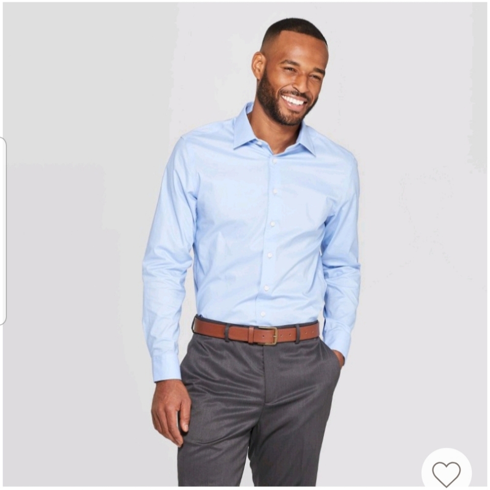 Mens Sky Blue Button Down Dress Shirt